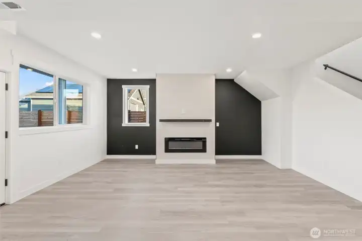 Family room with fireplace