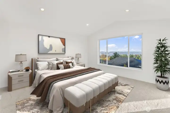 Primary suite digitally staged