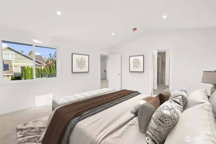 Primary suite digitally staged