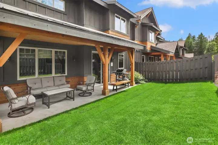 HOA maintains the backyard so No maintenance for you.  Furniture and BBQ to stay.