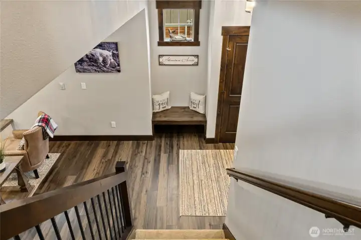 Looking down the stairs to main floor.