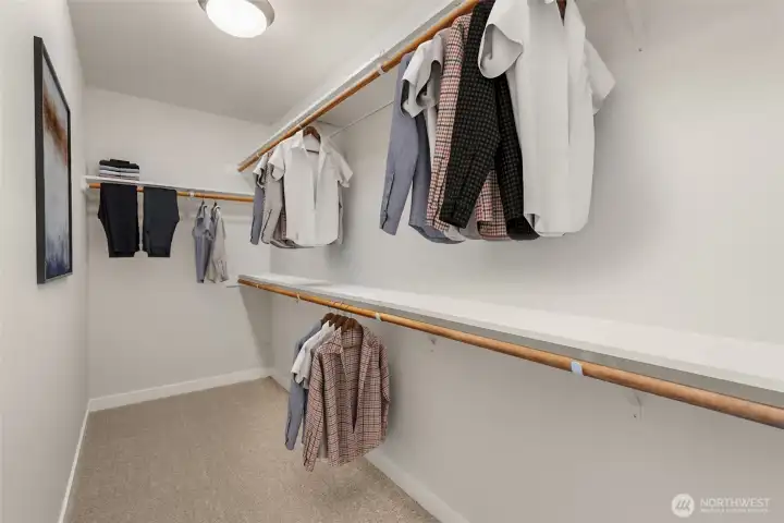 Spacious walk in closet.