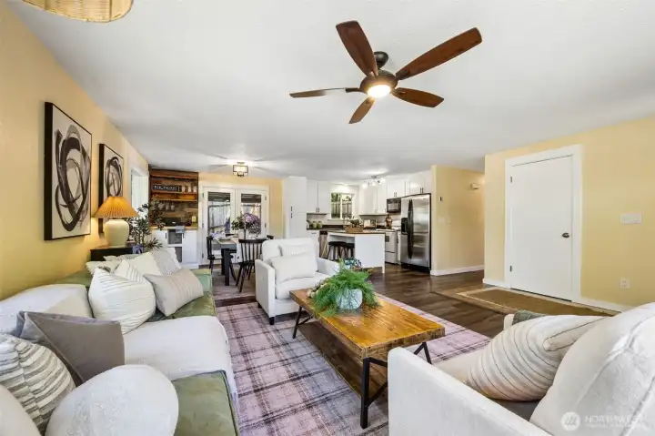 Open room concept, with easy to care for LVP flooring.