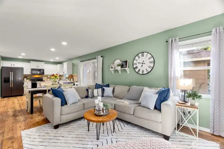 Living room with back patio access