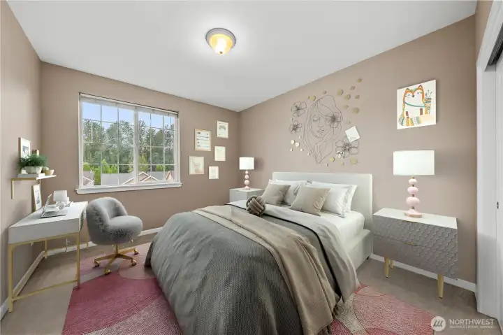 Spacious upstairs bedroom with 9-foot ceilings, great natural light, and a comfortable, airy feel. Spacious upstairs bedroom with 9-foot ceilings, great natural light, and a comfortable, airy feel.