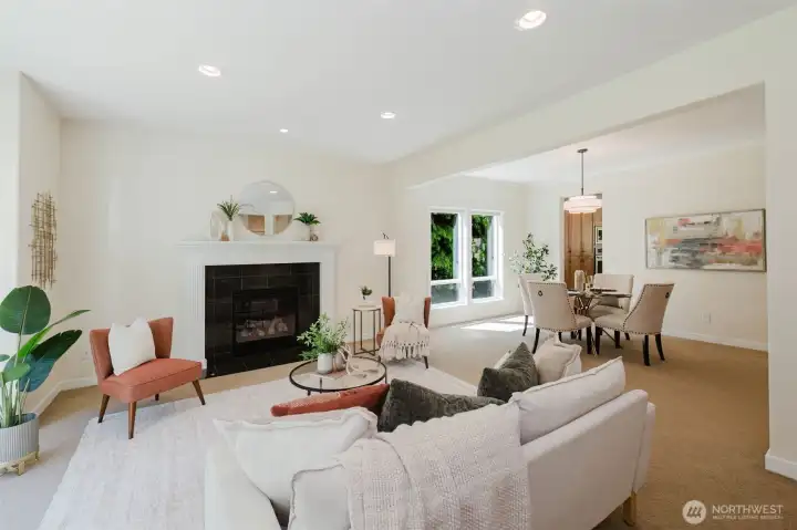 Bright open living room and dining room Bright open living room and dining room