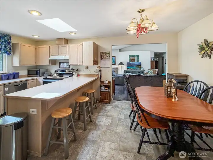 View of kitchen and dining area