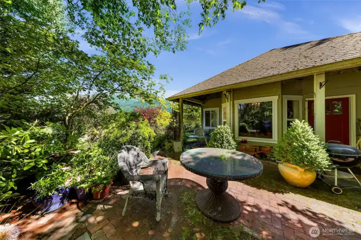 Patio off kitchen with views of the foothills and beyond.