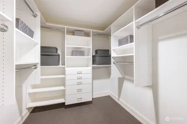 Two large walk in closets compliment the dressing area in the primary suite.
