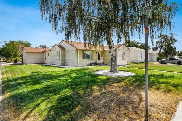 Set back from the road, you'll enjoy privacy at this home, landscaped with new white rock around the perimeter of the house and shade tree.