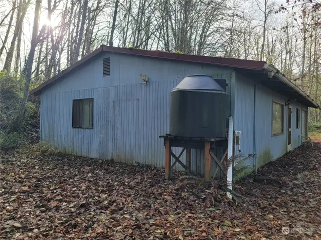 No utilities cabin with attached garage.