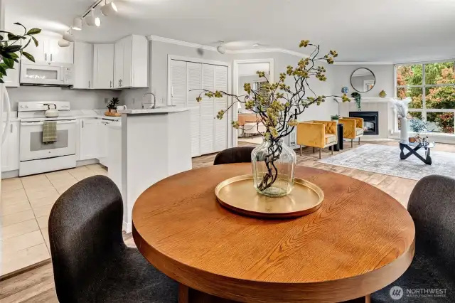 Open living, dining, kitchen area
