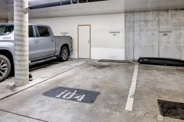 Dedicated parking spot in secure common garage