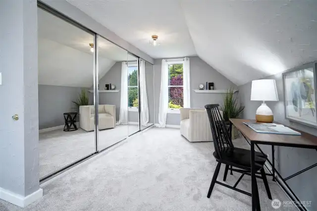 Substantial closet space and sitting area