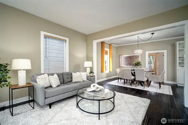 Custom built-ins, crown molding rich hardwoods-period accents and charm with modern updates