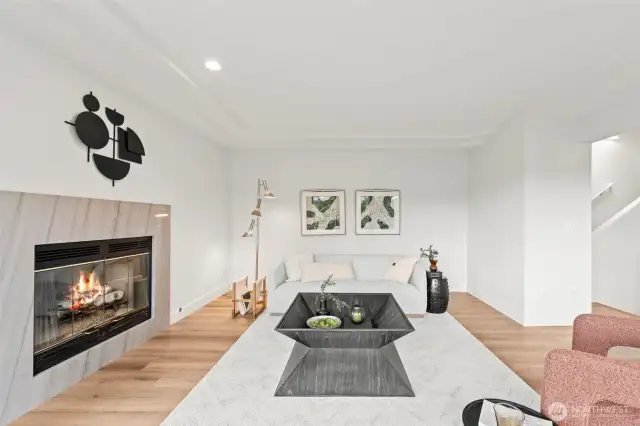 Great room with propane fireplace.