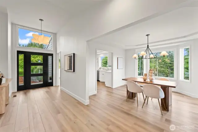 Sleek and sophisticated, the entry hall is wide to welcome your guests in.