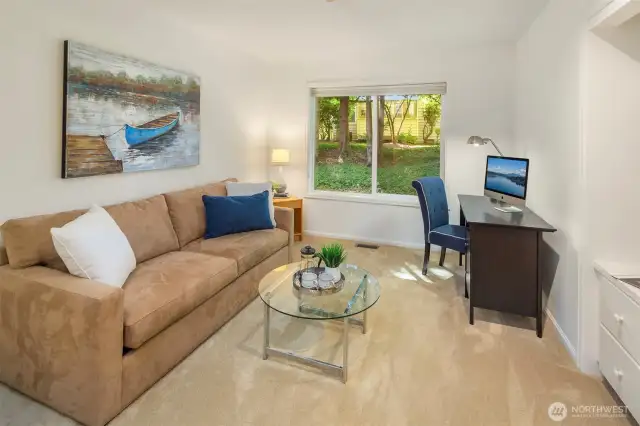 Guest room / home office with lovely garden window. Double door hall closet directly across the hall.