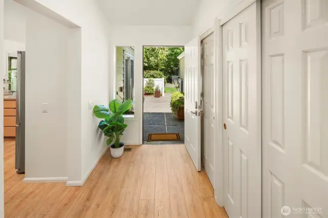 Large front entrance with large coat closet and pantry.