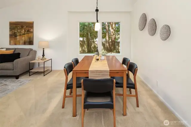 Open concept with large dining area.
