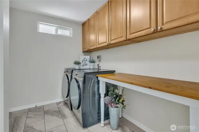 Laundry Room off the kitchen that leads to the garage.