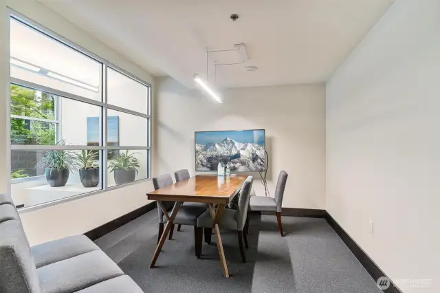 Conference Room with audio/visual equipment is reservable.