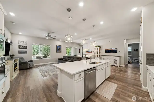 View of the great room from the kitchen