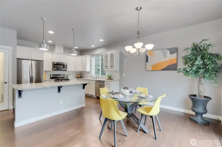 Kitchen and large island.