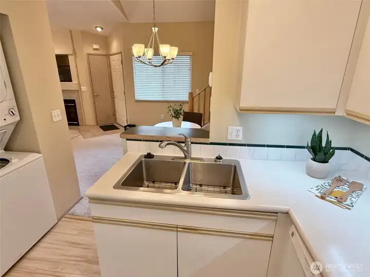 Outlook while standing at kitchen sink