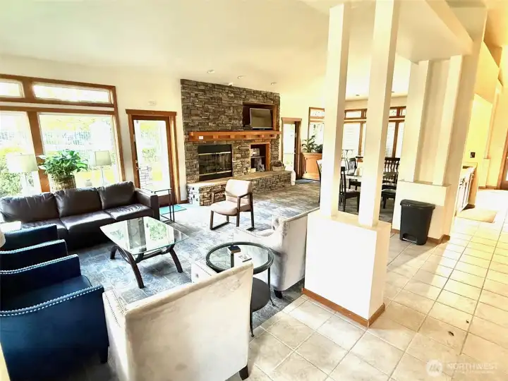 Gathering area in community center offers multiple areas to enjoy