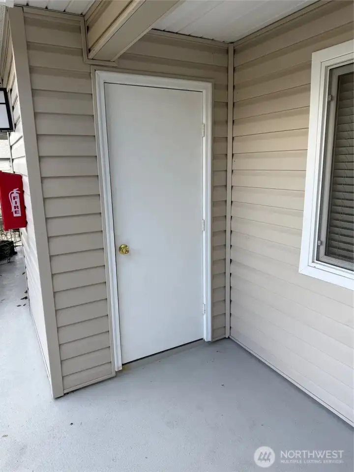 Storage closet on deck near front door
