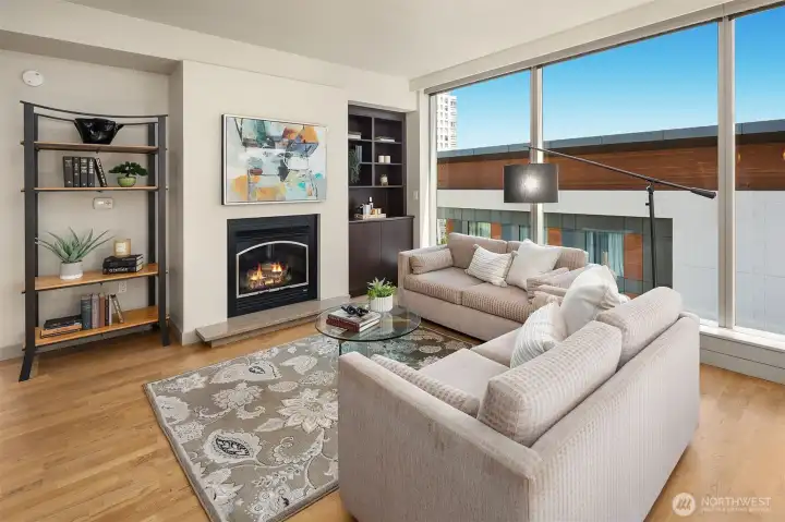 The Living room with Gas Fireplace.