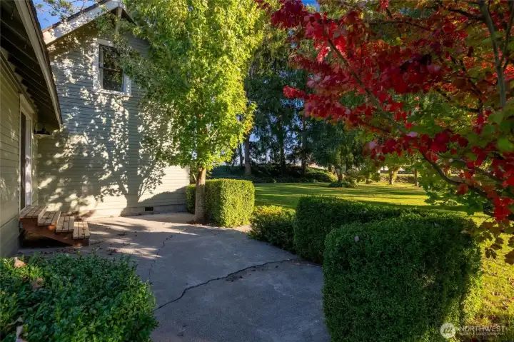 Patio space on the north side of the home.