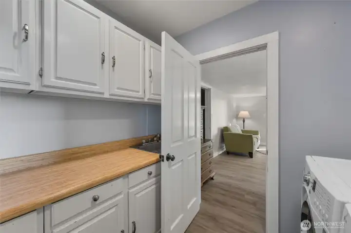 Laundry/Mud room with view from door looking towards family room.