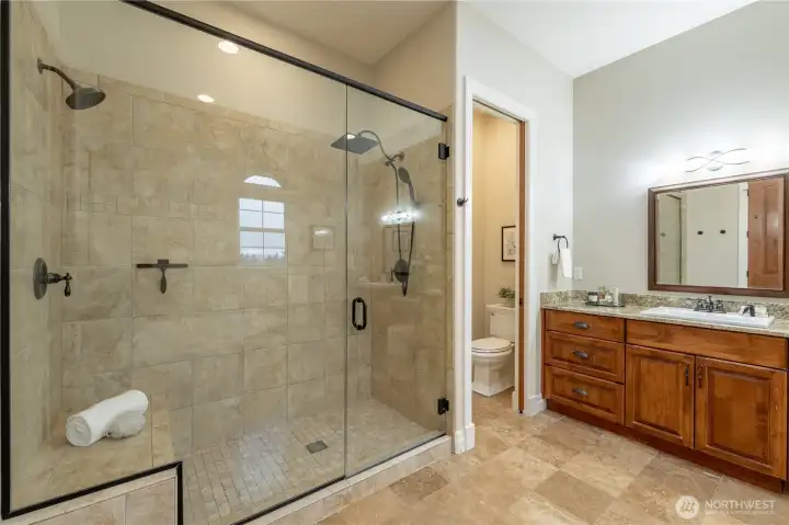 Walk in shower and toilet closet.