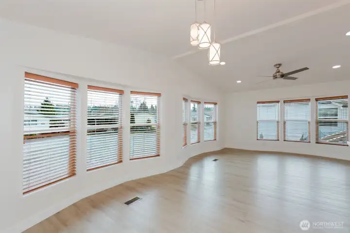 Beautiful bay windows let in lots of natural light.