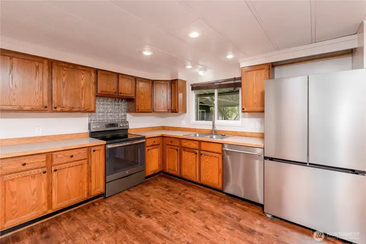 Kitchen workspace with efficient counter space