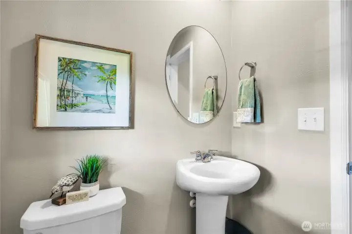 Spacious guest bathroom.