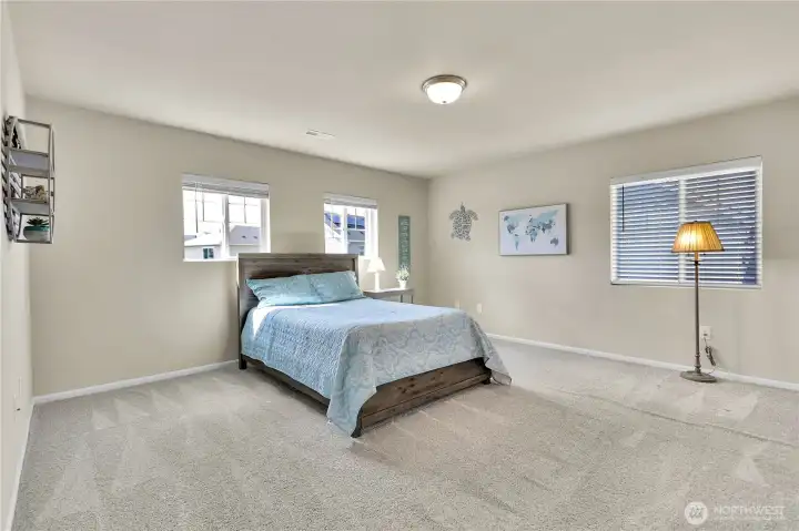 An oversized primary retreat awaits.