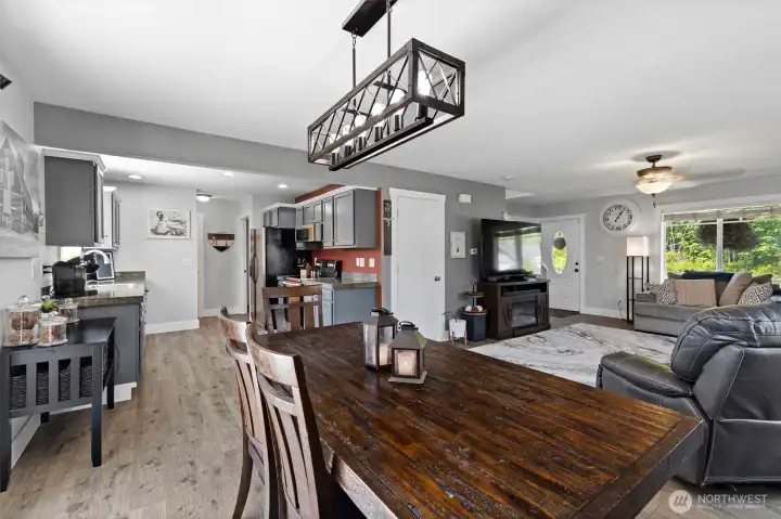 The seamless flow between the kitchen, dining, and leaving areas creates the perfect space for everyday living and effortless entertaining.