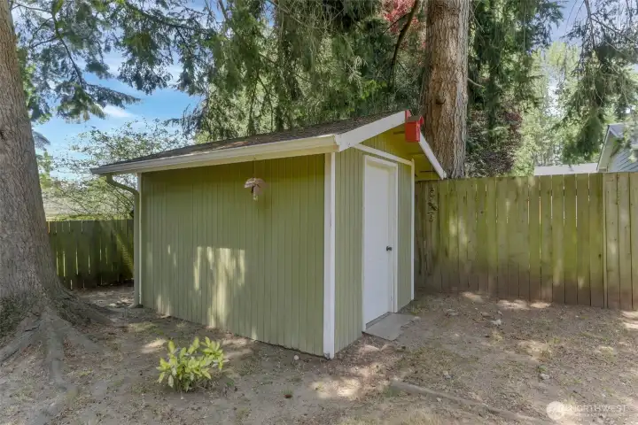 The shed is a welcome addition to the back yard.