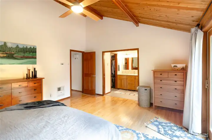 Primary bath has french doors. Closet to the left and bath to the right of the sinks. Primary bath has french doors. Closet to the left and bath to the right of the sinks.