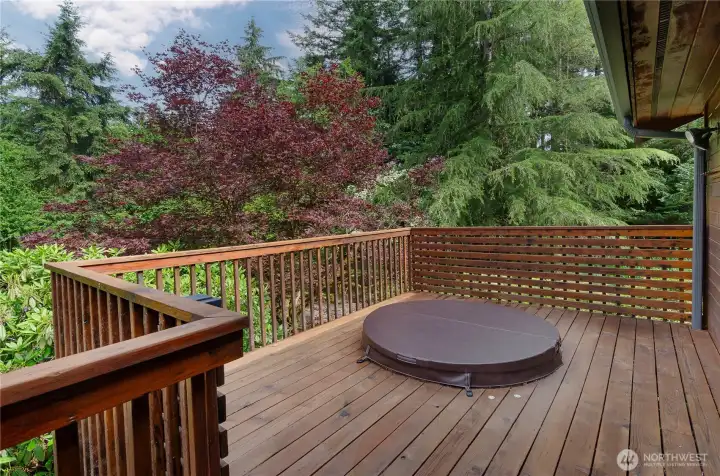 Hot tub is right off the primary bedroom and offers a private relaxing place to start or end your day. Hot tub is right off the primary bedroom and offers a private relaxing place to start or end your day.