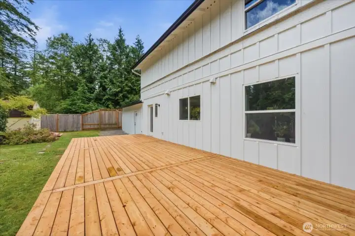 This deck is BRAND NEW! That means you can stain it whatever color you want!