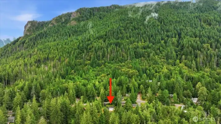 Aeriel view of the home