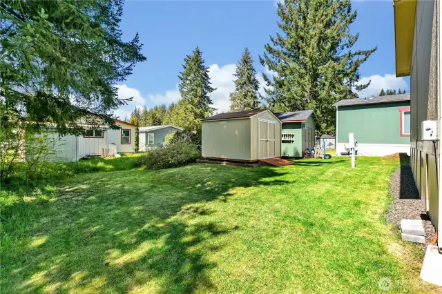 Back yard and storage shed.