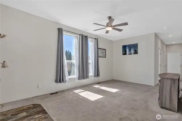 The living room is light and bright