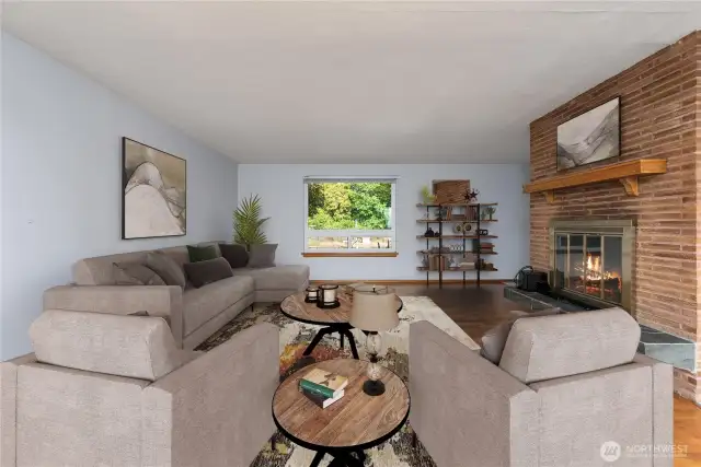 Virtually staged living room.