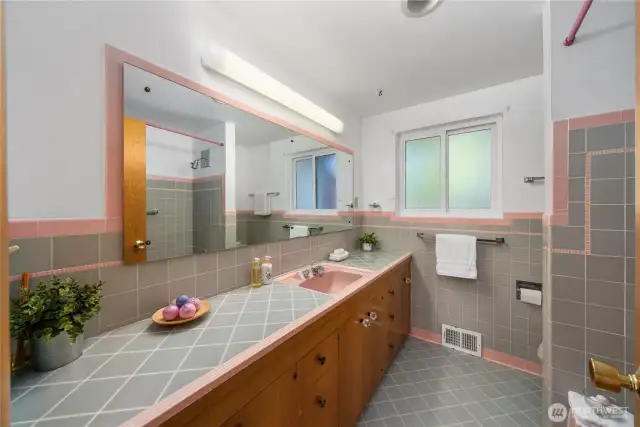Main level bathroom has plenty of room.