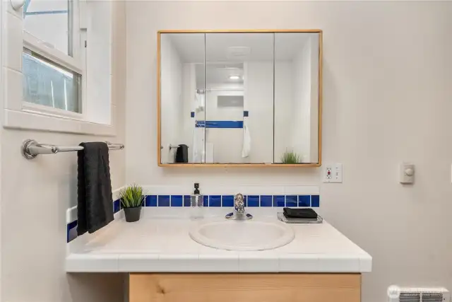 Vanity in the lower bathroom.